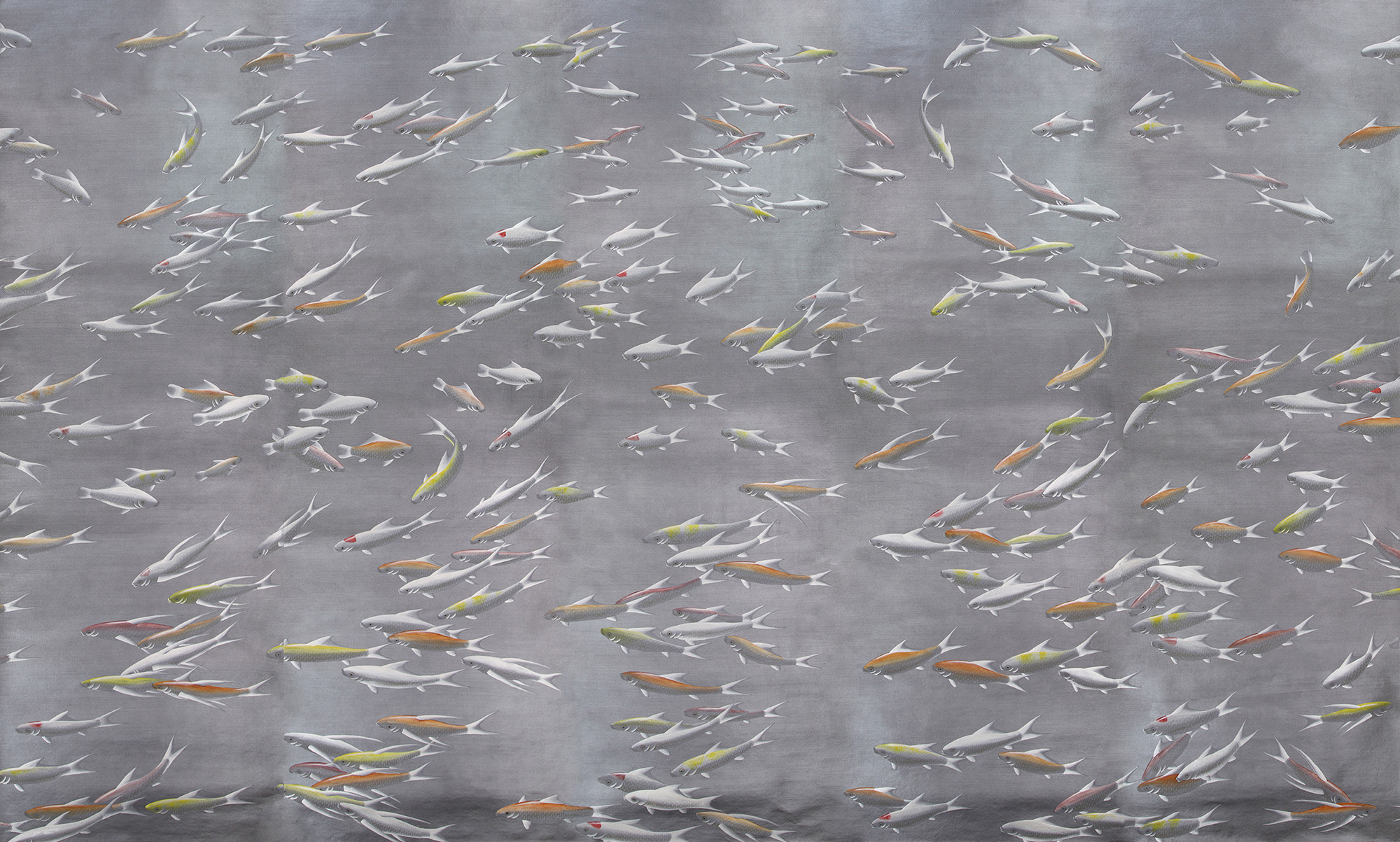 Обои ручная роспись Fishes Koi on Flash metallic Xuan paper Обои ручная роспись Fishes Koi on Flash metallic Xuan paper - постер Loft-Concept в Омске