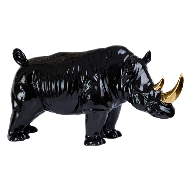 Статуэтка черный носорог с золотыми рогами Golden Horned Black Rhino Черный Золотой Статуэтка черный носорог с золотыми рогами Golden Horned Black Rhino Черный Золотой в Омске | Loft Concept