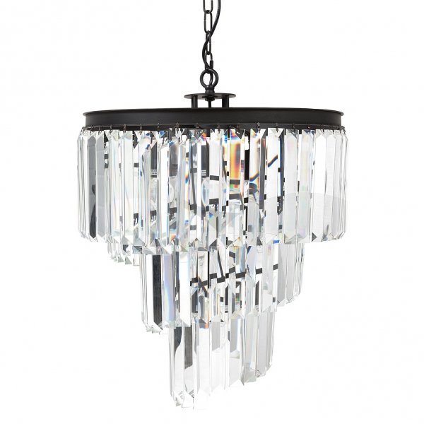 Люстра RH 1920s Odeon Clear Glass Spiral Chandelier - 3 rings Черный в Омске | Loft Concept 