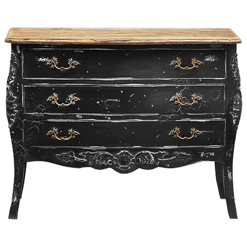 Комод в стиле прованс Carved Black Vintage Commode Черный Коричневый Винтажный черный в Омске | Loft Concept 