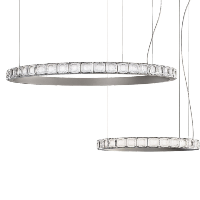 Люстра Ring horizontal silver chandelier Прозрачный Серебряный в Омске | Loft Concept 