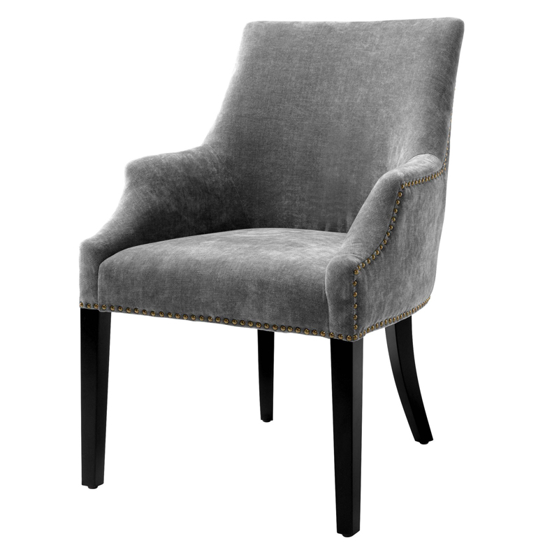 Стул Eichholtz Dining Chair Legacy grey Серый Черный Латунь Античная полированная в Омске | Loft Concept 