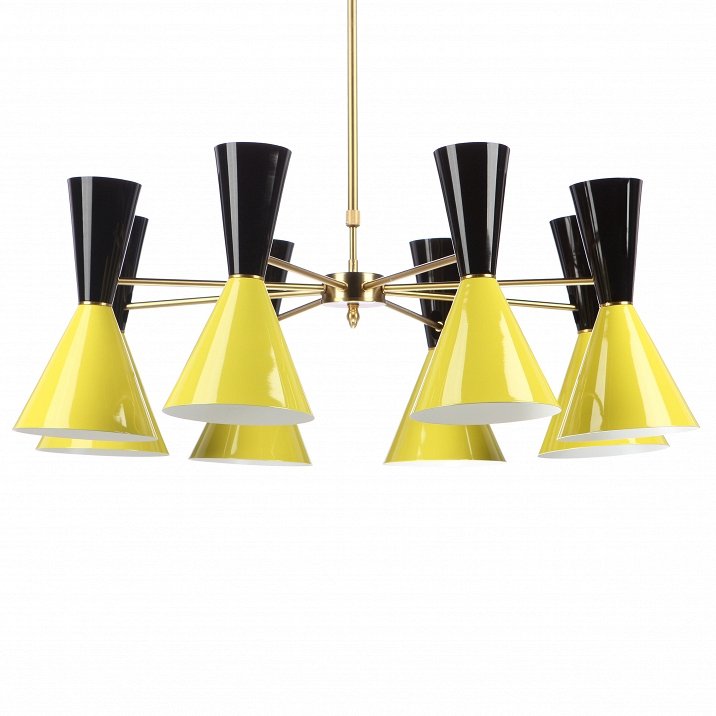 Люстра CAIRO Chandelier 8 Armblack black and yellow Черный Желтый Латунь в Омске | Loft Concept 