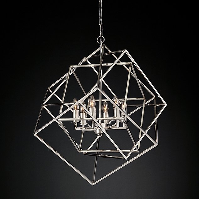 Люстра Restoration Hardware Caged Cubist Pendant Серебряный в Омске | Loft Concept 