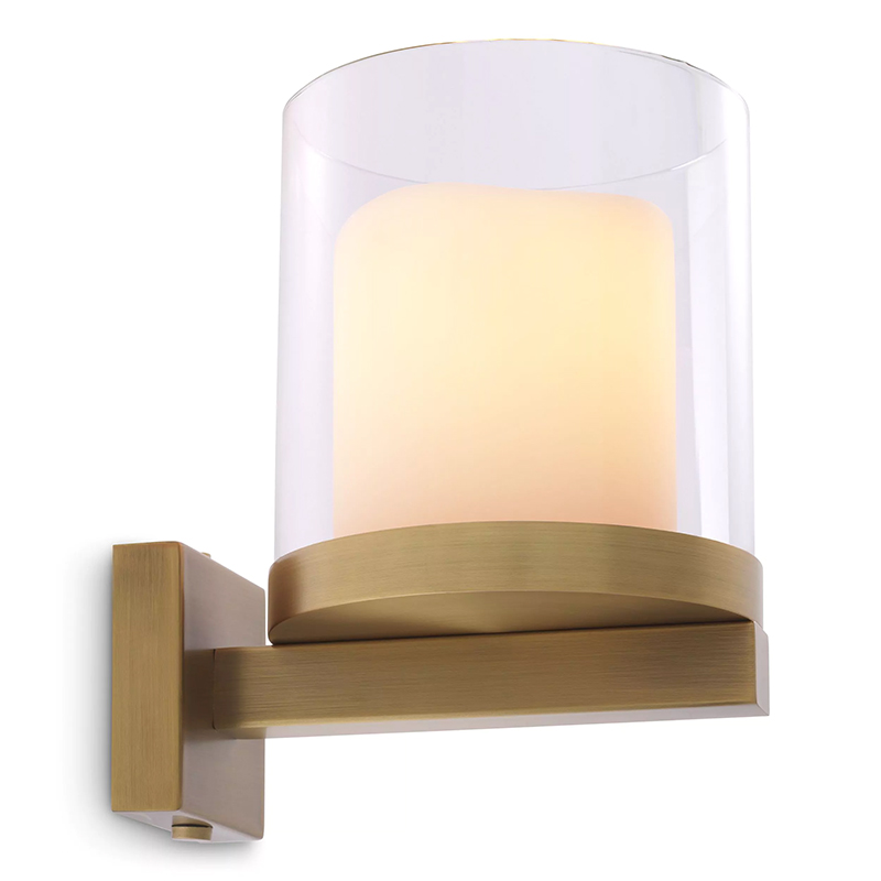 Бра Eichholtz Wall Lamp Donovan Brass Белый Латунь Прозрачное Стекло в Омске | Loft Concept 