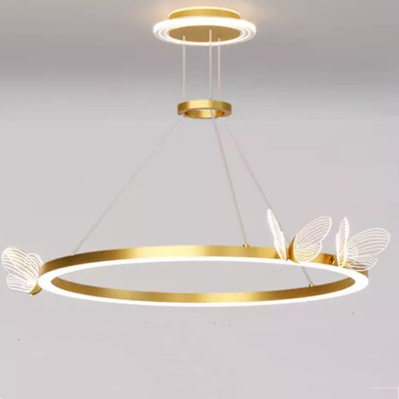 Подвесной светильник с бабочками Butterfly Ring F Прозрачный Латунь в Омске | Loft Concept 