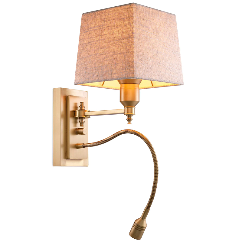 Бра Eichholtz Wall Lamp Ellington Brass Бежево-серый Латунь в Омске | Loft Concept 