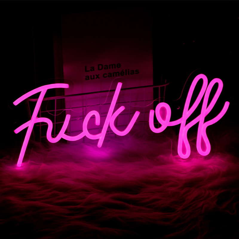 Неоновая настенная лампа Fuck Off Neon Wall Lamp Розовый Розовый Прозрачный в Омске | Loft Concept 