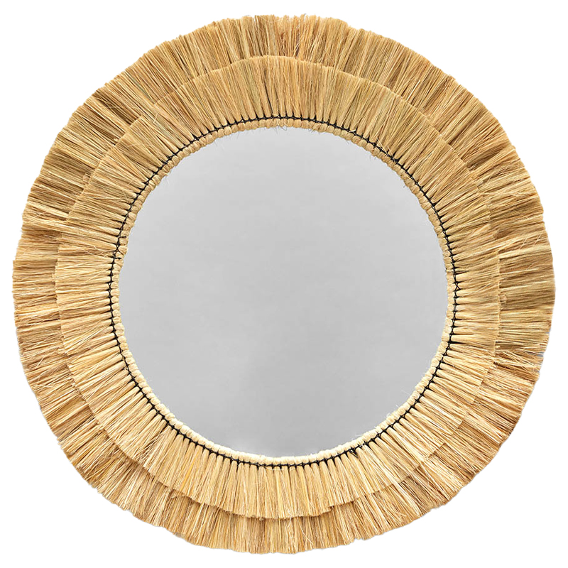 Круглое зеркало с плетеной рамой Jyoti Wicker Mirror Древесина Зеркало в Омске | Loft Concept 