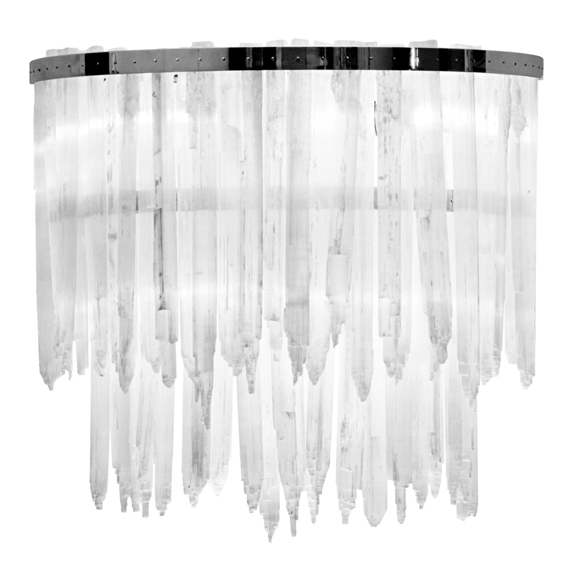 Бра LAMP APPLIQUE SELENITE Никель Прозрачный белый в Омске | Loft Concept 