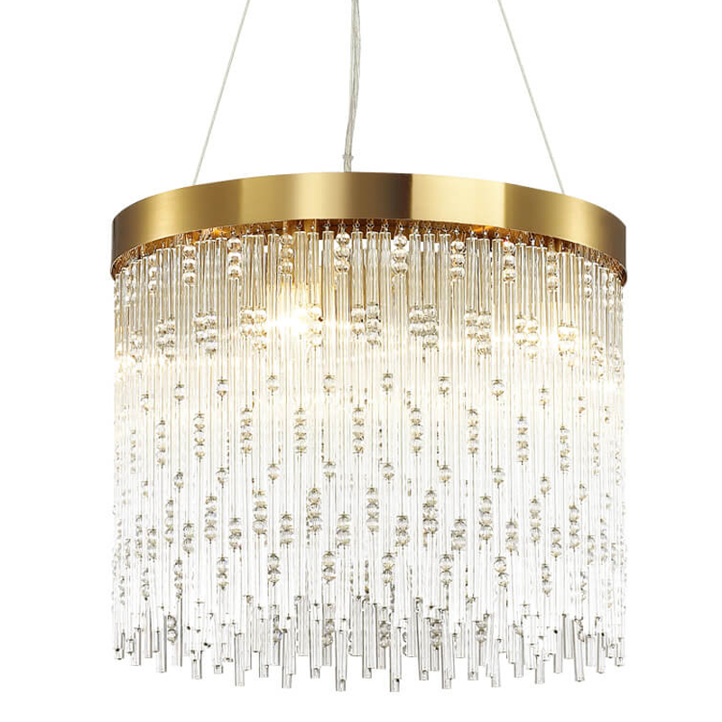 Люстра Hailstorm Rain Kerri Chandelier gold 45 Прозрачный (Transparent) Золотой в Омске | Loft Concept 