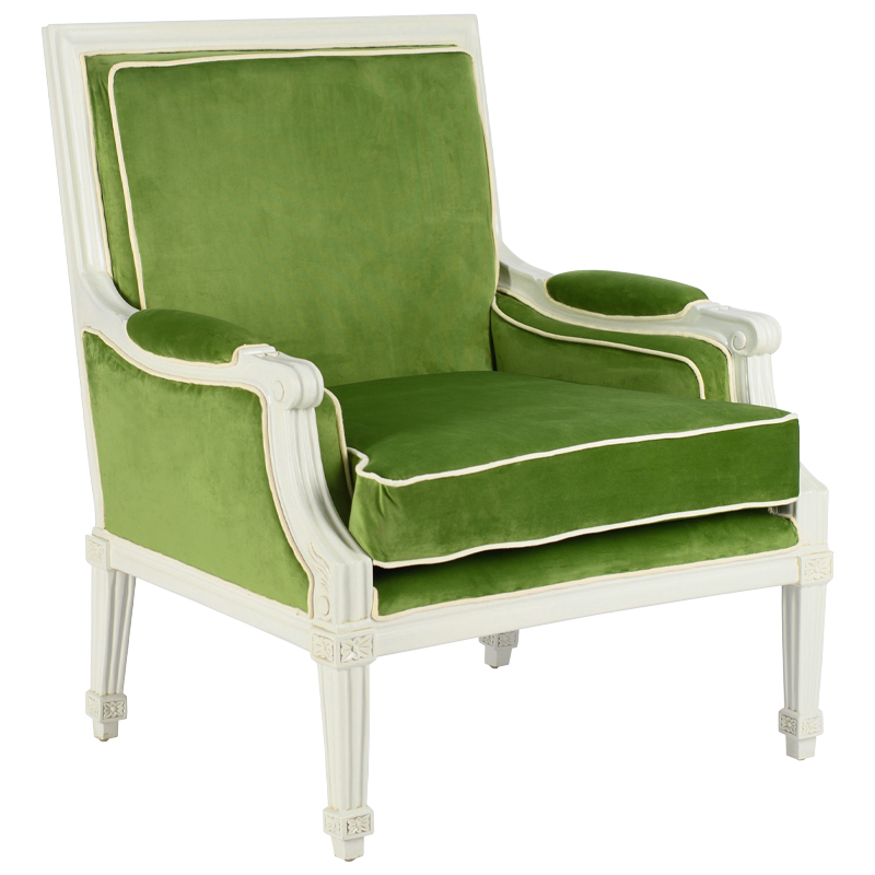 Кресло French Provence Armchair Ferrand green Зеленый смок Белый в Омске | Loft Concept 