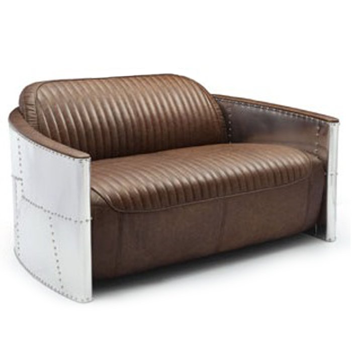 Диван Aviator Sofa 2 seat Белый Черный Коричневый в Омске | Loft Concept 