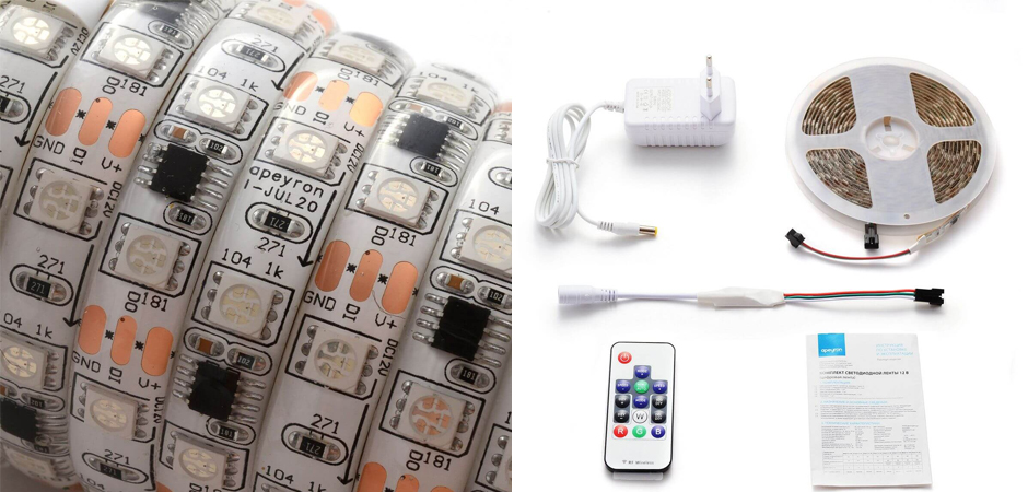 Комплект светодиодной влагозащищенной ленты 14,4W/m 60Led/m 5050SMD разноцветный 5 метров Комплект светодиодной влагозащищенной ленты 14,4W/m 60Led/m 5050SMD разноцветный 5 метров - Loft-Concept в Омске
