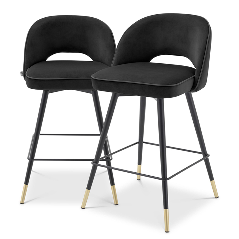 Комплект полубарных стульев Eichholtz Counter Stool Cliff set of 2 black Черный Латунь в Омске | Loft Concept 