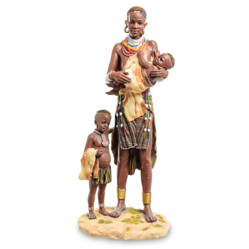 Статуэтка African woman with children Коричневый Мульти в Омске | Loft Concept 