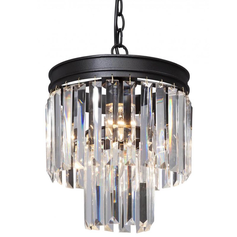 Светильник ODEON CLEAR GLASS Pendant lamp прозрачное Стекло D 27 Черный матовый в Омске | Loft Concept 