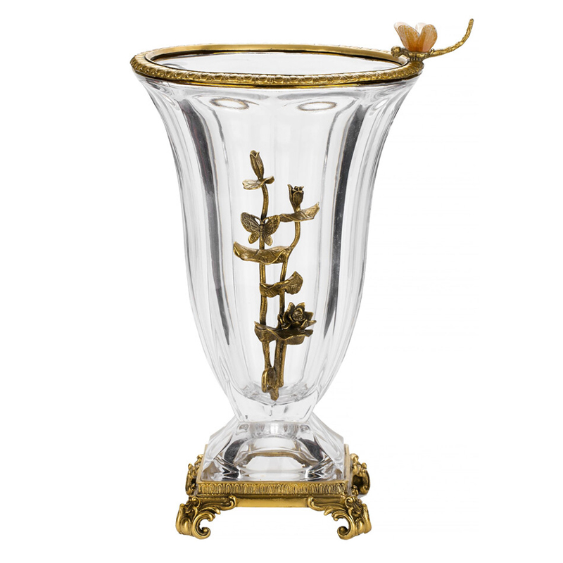 Ваза из прозрачного стекла с бронзовой вставкой в виде цветущей ветви Eden Garden porcelain and bronze Прозрачное Стекло Бронза Ваза из прозрачного стекла с бронзовой вставкой в виде цветущей ветви Eden Garden porcelain and bronze Прозрачное Стекло Бронза в Омске | Loft Concept