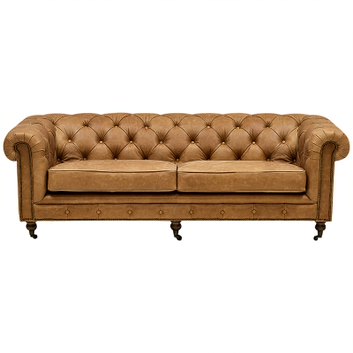 Диван Chesterfield Cinnamon Leather Sofa из винтажной кожи Корица в Омске | Loft Concept 