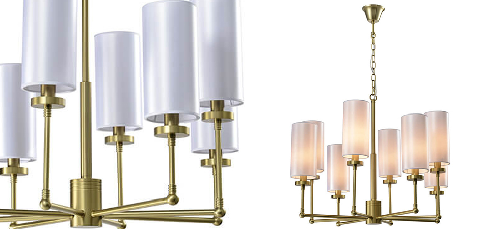 Люстра Fabric Lampshade Brass 8 Люстра Fabric Lampshade Brass 8 - Loft-Concept в Омске