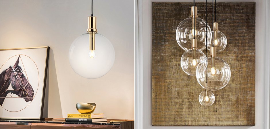 Подвесной светильник Glass Globe Gold Подвесной светильник Glass Globe Gold - Loft-Concept в Омске