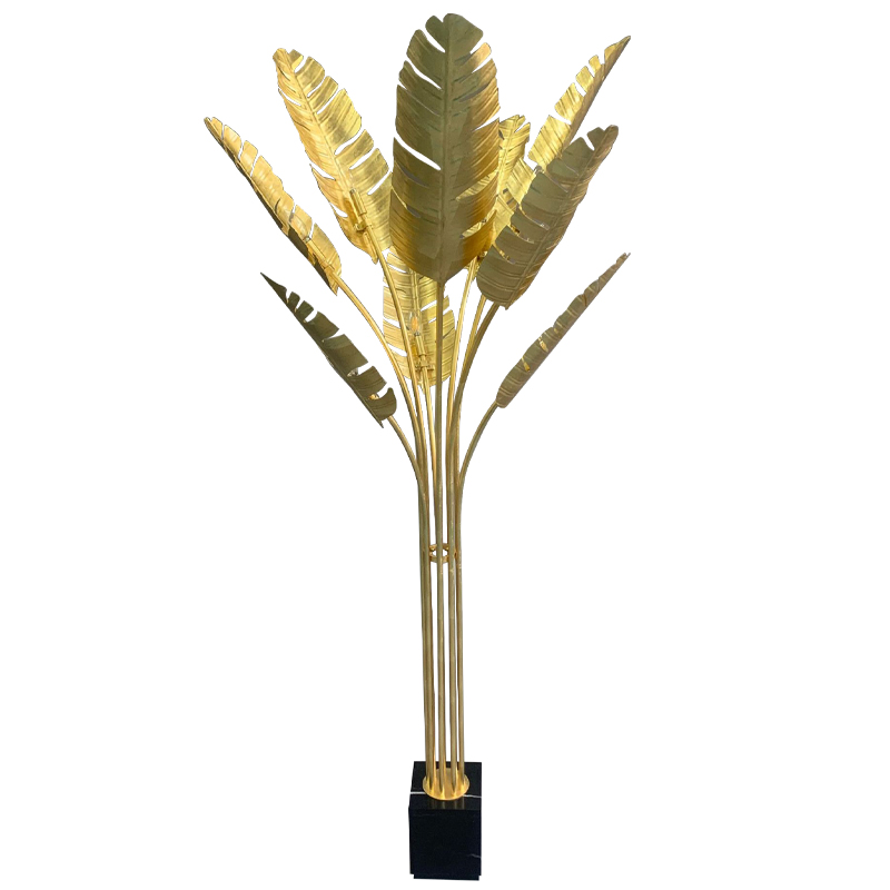 Торшер Gold Palm Leaves Floor Lamp Золотой Черный в Омске | Loft Concept 