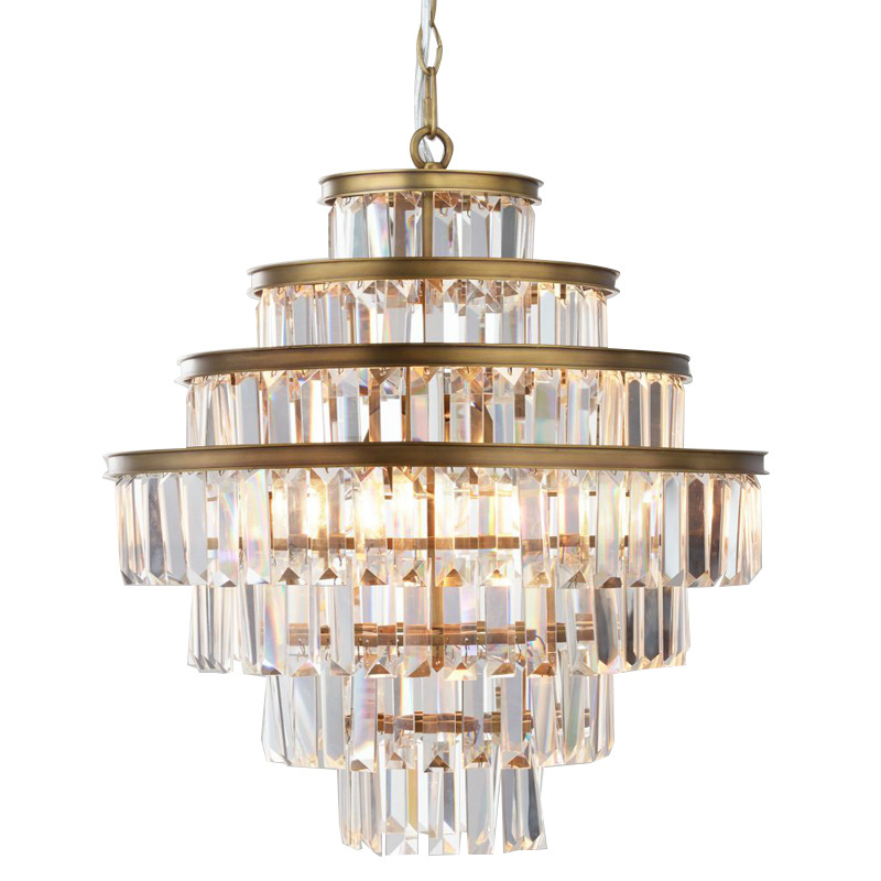 Люстра RH Alaine Crystal Large Pendant Antiqued Brass Золотой Прозрачное Стекло в Омске | Loft Concept 