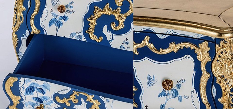 Комод в стиле рококо Rococo Casket Синий Комод в стиле рококо Rococo Casket Синий - Loft-Concept в Омске