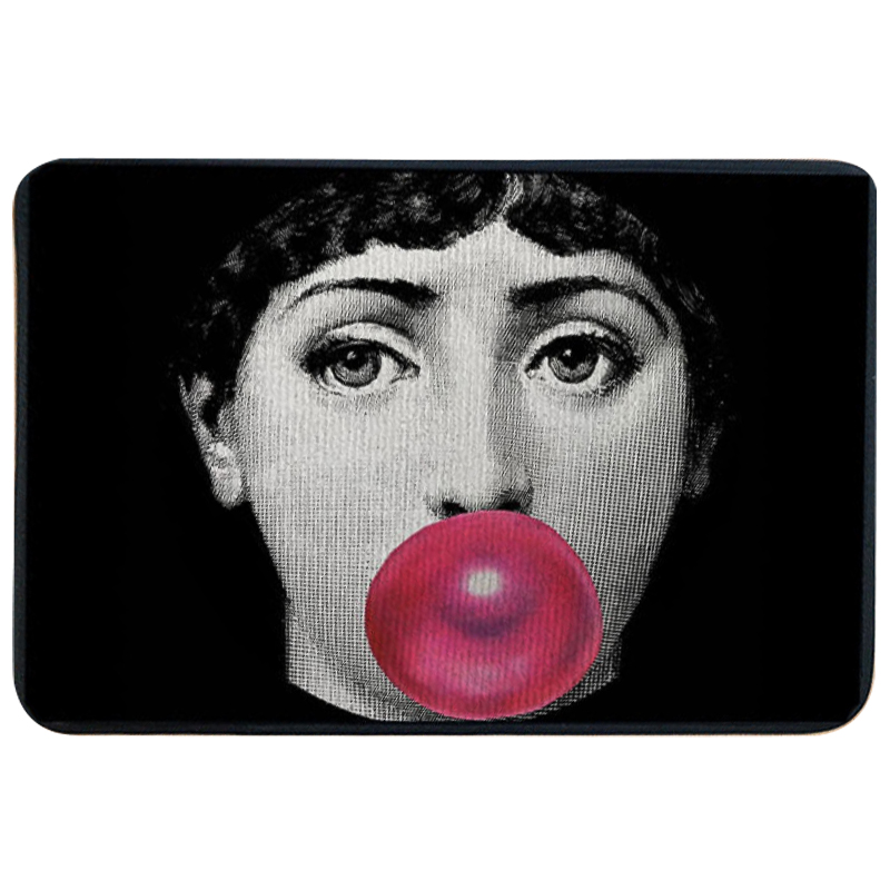 Ковер для прихожей и ванной Fornasetti Pink Bubblegum Rug Черно-белый Розовый в Омске | Loft Concept 