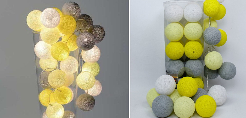 Гирлянда хлопковые фонарики Сotton Ball Yellow - Loft-Concept в Омске