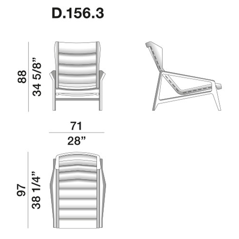 Дизайнерское кресло с подлокотниками из массива дерева Gio Ponti D.156.3 Armchair в Омске