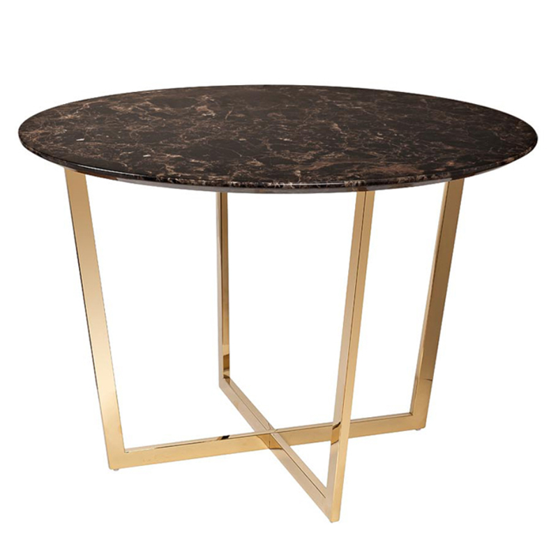 Обеденный стол Dining table Jacques round Brown Коричневый Золотой в Омске | Loft Concept 