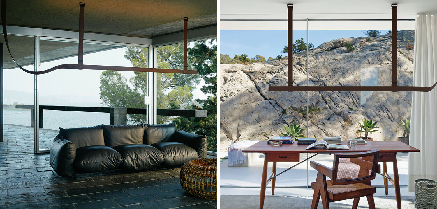 Подвесной светильник Flos Belt pelle naturale Коричневый цвет - фото №1