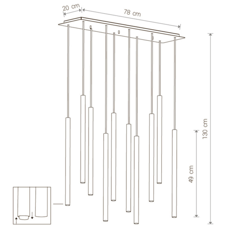 Светильник Trumpet Rectangle Black 10 плафонов в Омске