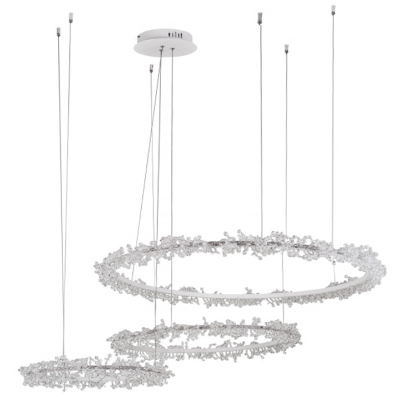 Люстра Crystal round chandelier 3 кольца Белый Прозрачный Белый Люстра Crystal round chandelier 3 кольца Белый Прозрачный Белый в Омске | Loft Concept