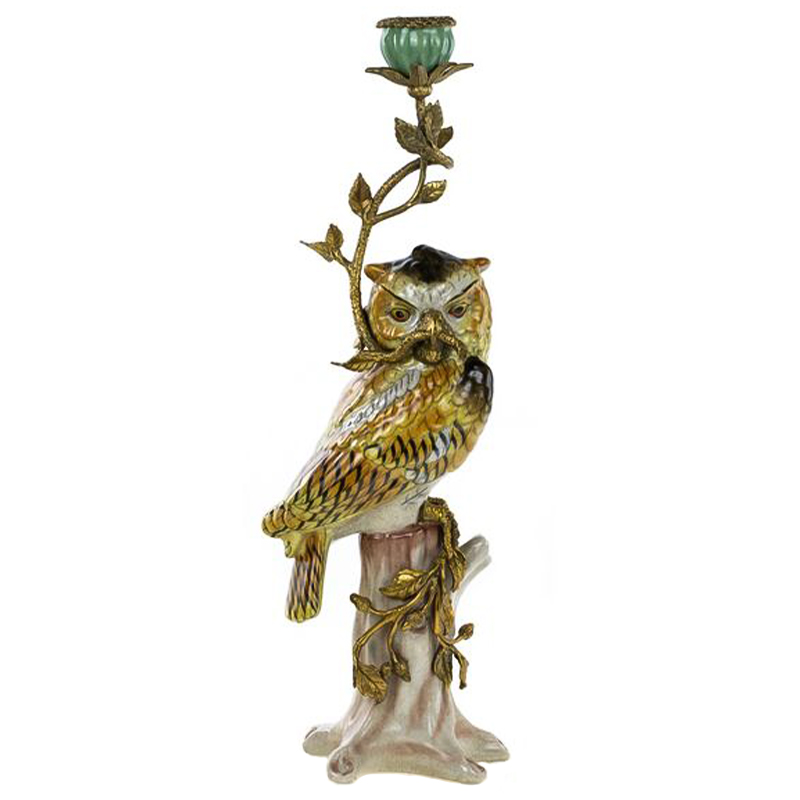 Подсвечник Owl Bronze Branch Candlestick Бронза Желтый Коричневый в Омске | Loft Concept 