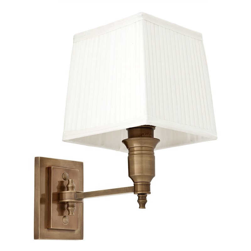 Бра Wall Lamp Lexington Single Brass+White Латунь Античная полированная Белый в Омске | Loft Concept 