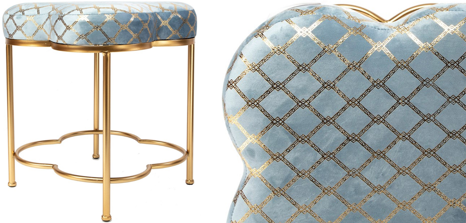 Пуф PUF Frame of Clover & Upholstery Gold Mesh голубой Пуф PUF Frame of Clover & Upholstery Gold Mesh голубой - Loft-Concept в Омске