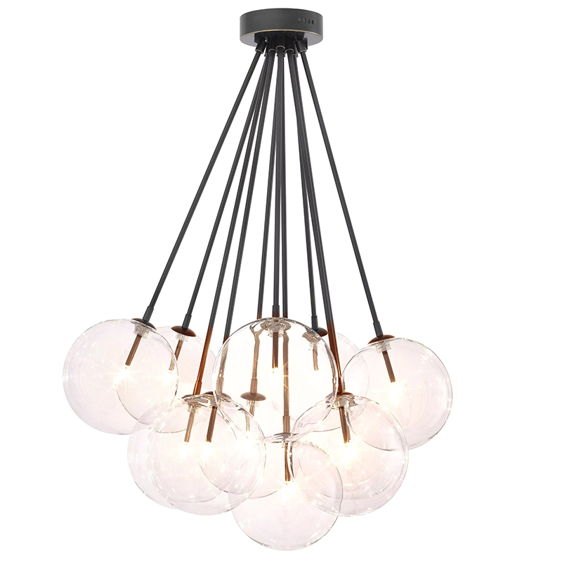 Люстра Eichholtz Ceiling Lamp Molecule Bronze Прозрачное Стекло Темная бронза в Омске | Loft Concept 