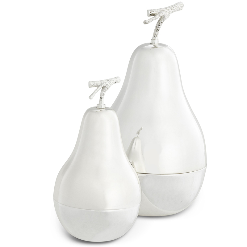 Комплект шкатулок Eichholtz Box Pear Set of 2 Silver Серебряный в Омске | Loft Concept 