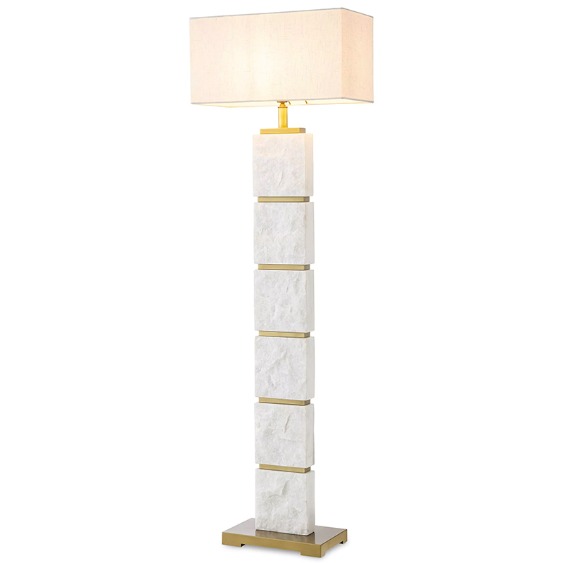 Торшер Eichholtz Floor Lamp Newton Marble Белый Мрамор Bianco Кремовый Латунь в Омске | Loft Concept 