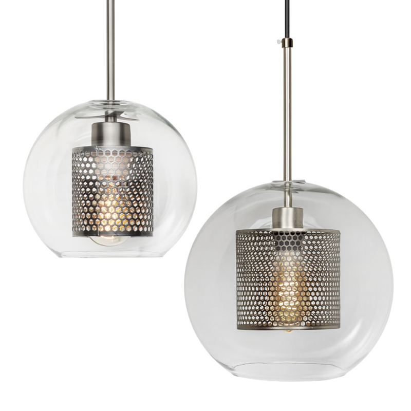 Perforated Vessel Pendant Lamp Nickel Ball Никель Прозрачное Стекло в Омске | Loft Concept 