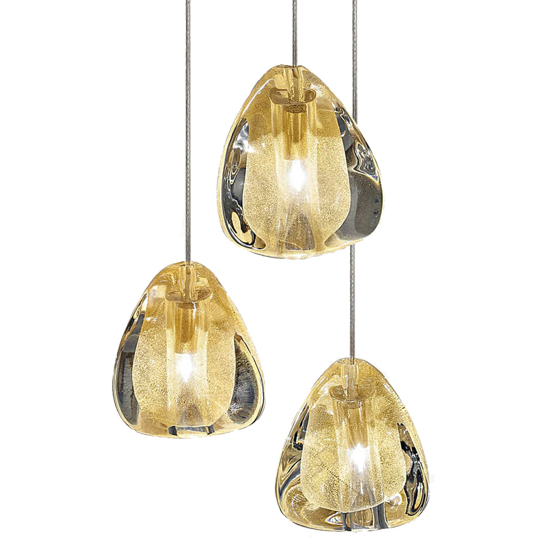 Подвесной светильник Mizu 1 Suspension Lamp Gold Янтарь (Amber) Хром в Омске | Loft Concept 