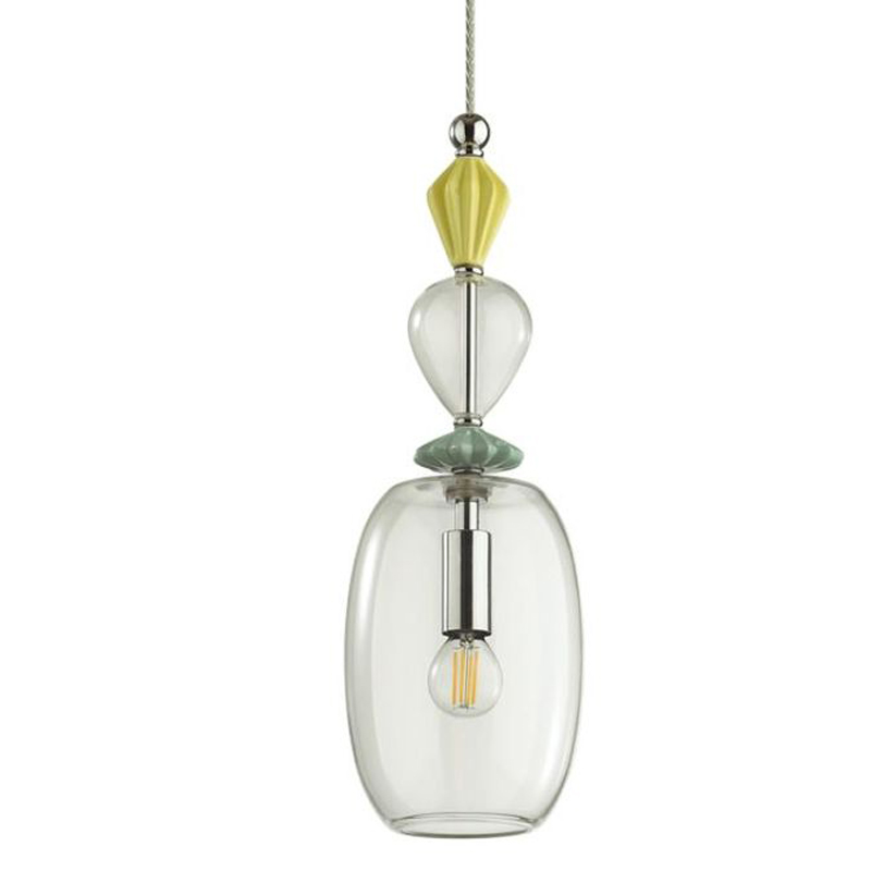 Подвесной светильник Iris Glas hanging lamp candy B chrome Прозрачное Стекло Прозрачный желтый Голубой Хром Прозрачный зеленый в Омске | Loft Concept 