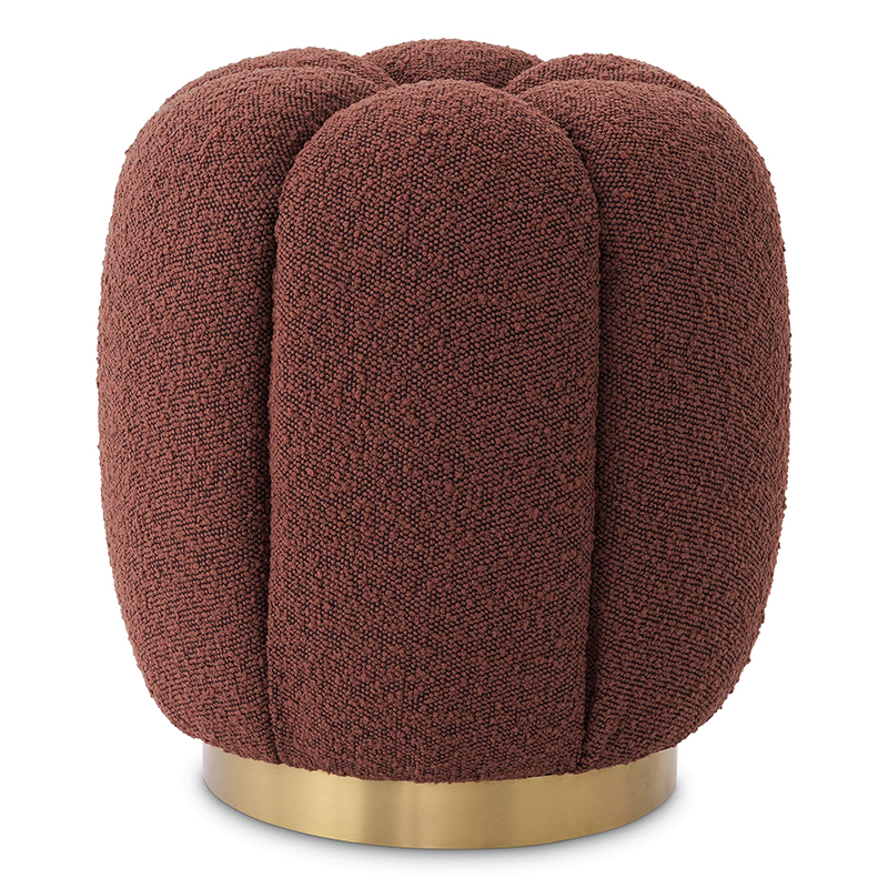 Пуф Eichholtz Stool Orchanic Boucle Rouge Бургундский красный Латунь в Омске | Loft Concept 