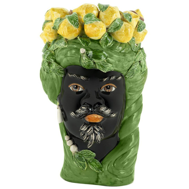 Ваза Vase Lemon Head Man Green Зеленый Желтый Черный в Омске | Loft Concept 