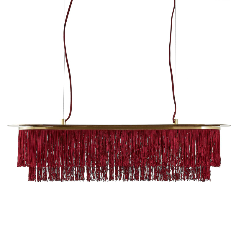 Люстра Houtique Linear Chandelier Burgundy Бургундский красный Латунь в Омске | Loft Concept 