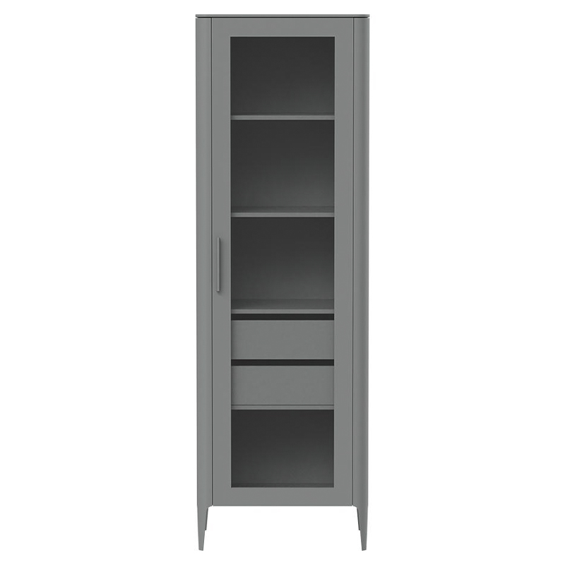 Витрина серая со стеклянной дверью с 4-мя полками и 2-мя ящиками Type  Серый в Омске | Loft Concept 