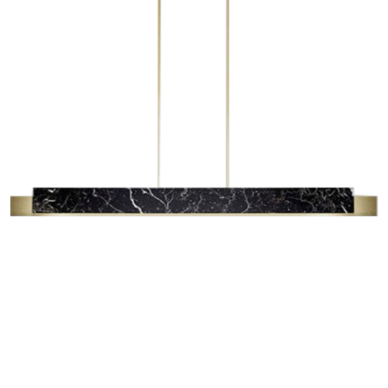 Люстра Leonce Marble Linear Chandelier Brass Черный Мрамор Nero Латунь в Омске | Loft Concept 