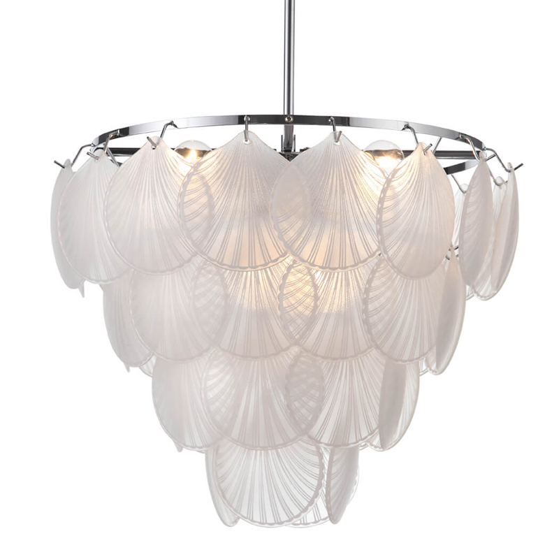 Люстра Glass Shells Suspension Chandelier Белый Хром в Омске | Loft Concept 